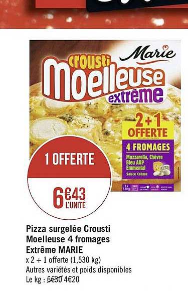 Pizza Surgelée Crousti Moelleuse 4 Fromages Extrême Marie