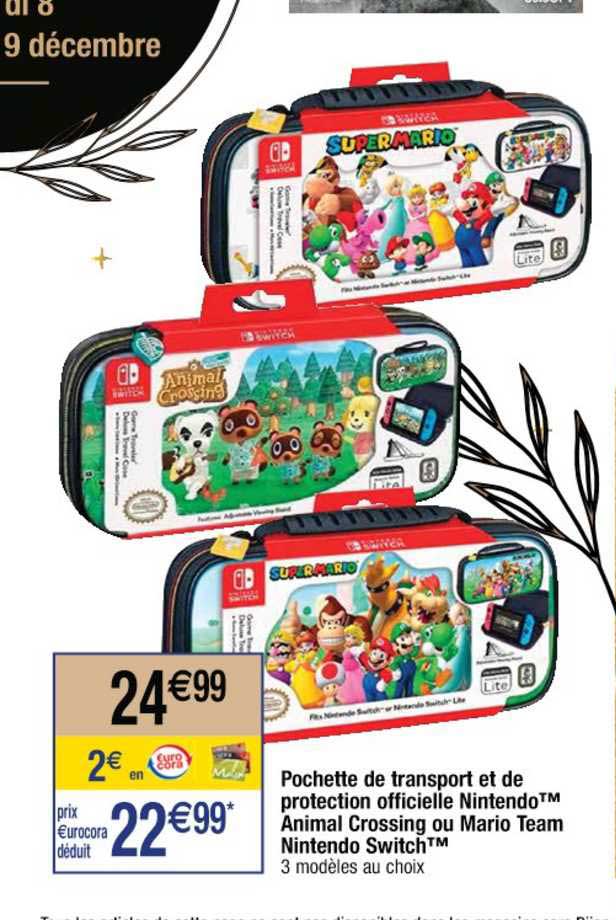 pochette de transport et de protection officielle nintendo animal crossing ou mario team nintendo switch