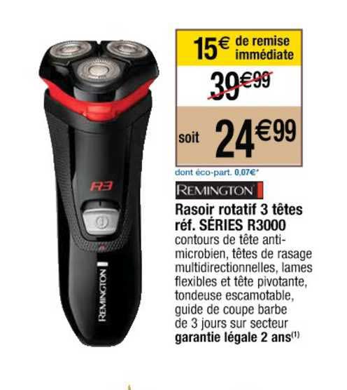 rasoir rotatif 3 têtes réf. séries r3000 remington