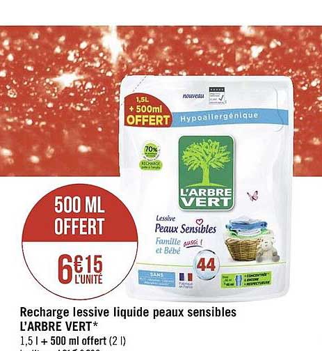 recharge lessive liquide peaux sensibles l'arbre vert