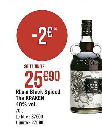 rhum black spiced the kraken