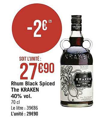 rhum black spiced the kraken 40% vol.