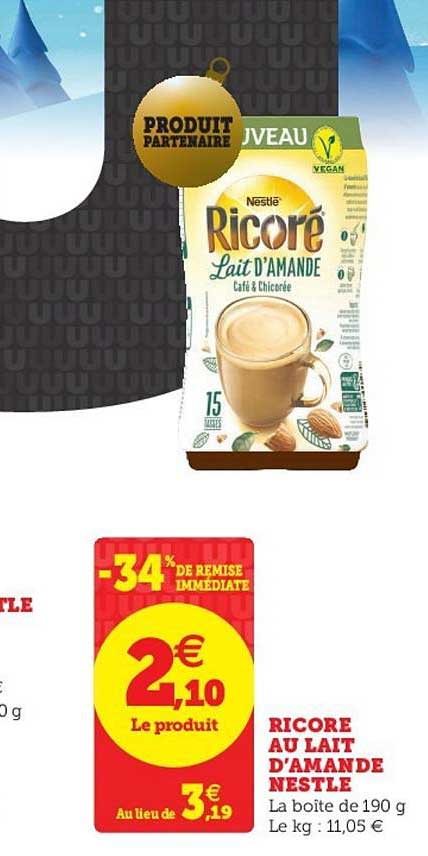 ricoré au lait d'amande nestlé -34% de remise immédiate