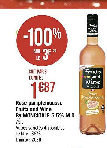 rosé pamplemousse fruits and wine by moncigale 5.5% m.g.