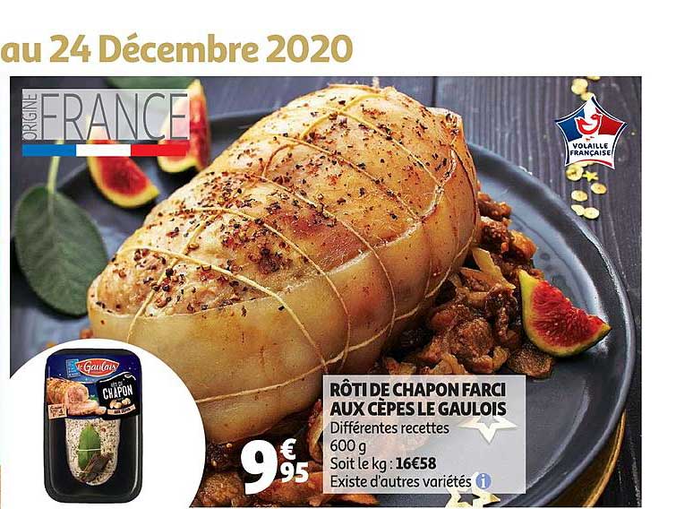 rôti de chapon farci aux cèpes le gaulois