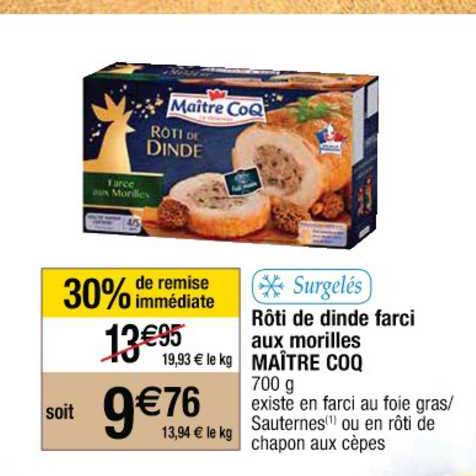 rôti de dinde farci aux morilles maître coq