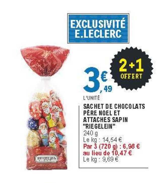sachet de chocolats père noël et attaches sapin "riegelein"