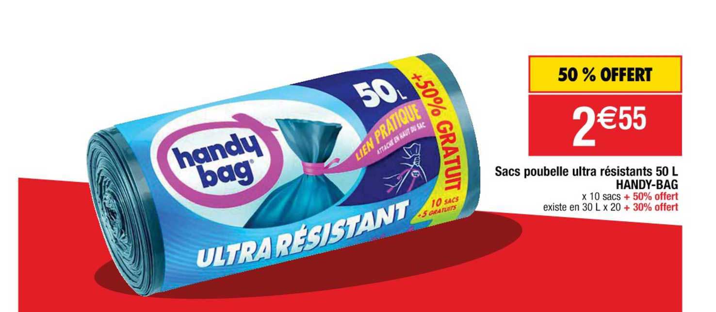 sacs poubelle ultra résistants 50l handy bag