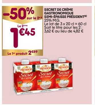 secret de crème gastronomique semi-épaisse président