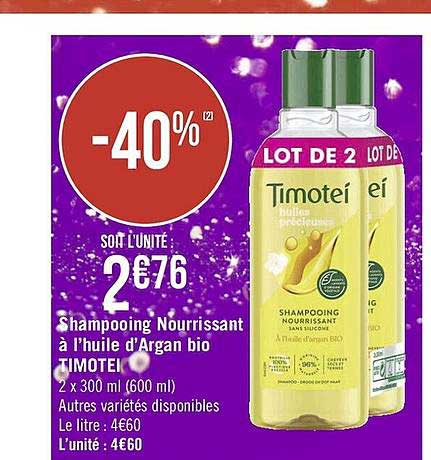 shampooing nourrissant à l'huile d'argan bio timotei