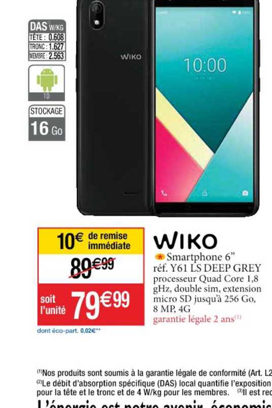 smartphone 6" y61 ls deep grey wiko