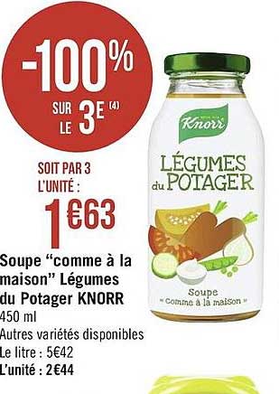 soupe "comme à la maison " légumes du potager knorr