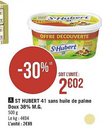 st hubert 41 sans huile de palme doux 38% m.g.