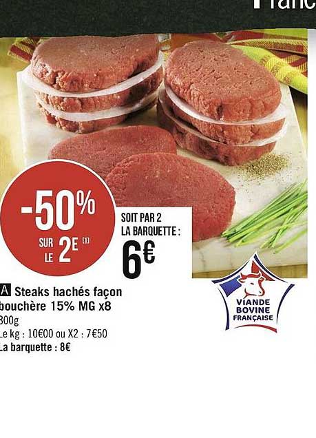 steaks hachés façon bouchère 15% mg x8