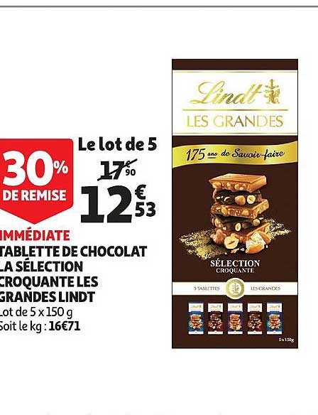 tablette de chocolat la sélection croquante les grandes lindt