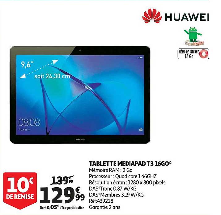 tablette mediapad t3 16go huawei