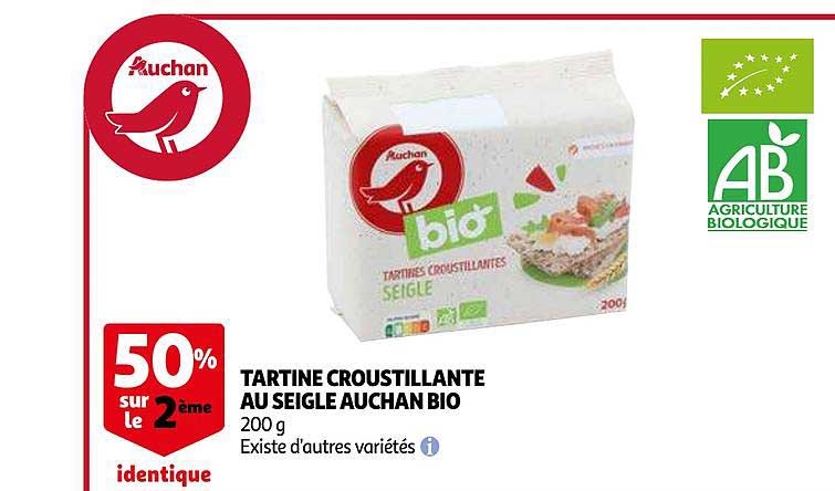 tartine croustillante au seigle auchan bio