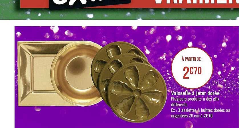 vaisselle à jeter dorée