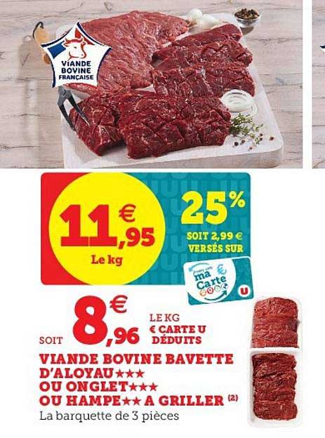 viande bovine bavette d'aloyau ou ongle ou hampe à griller
