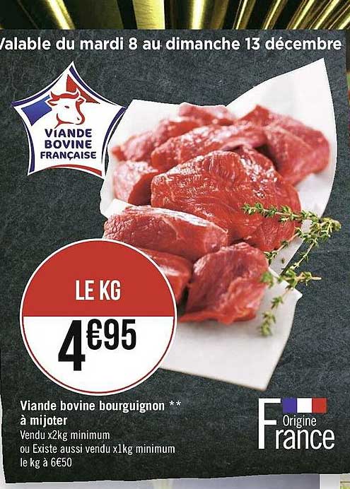 Viande Bovine Bourguignon à Mijoter