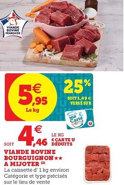 Viande Bovine Gourguigon à Mijoter