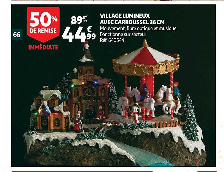 village lumineux avec carroussel 36 cm