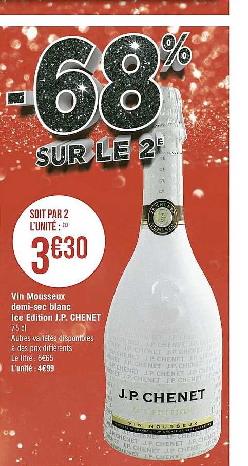 vin mousseux demi sec blanc ice édition j.p. chenet