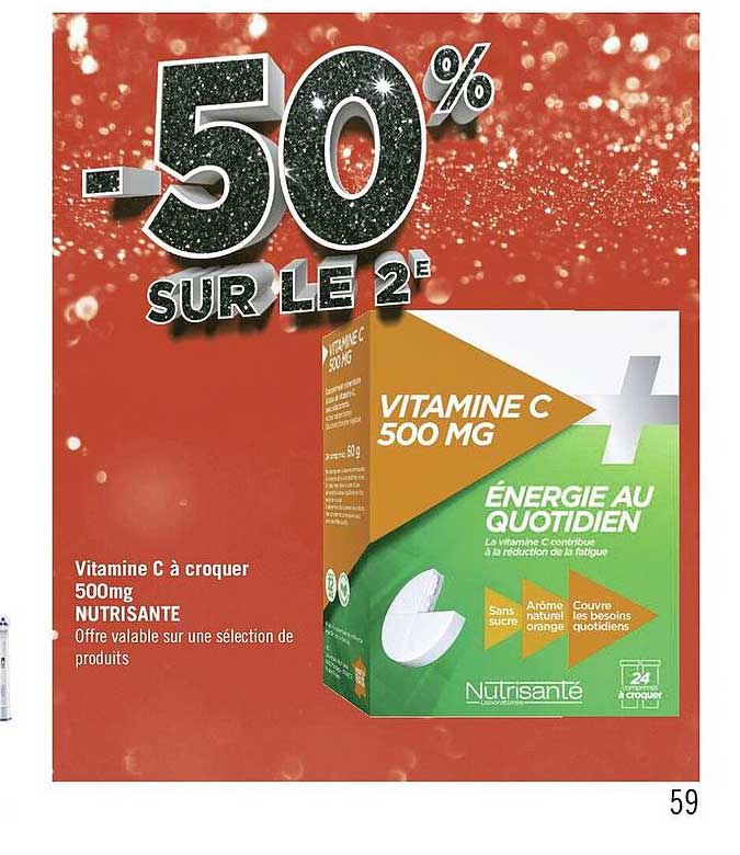 vitamine c à croquer 500mg nutrisanté