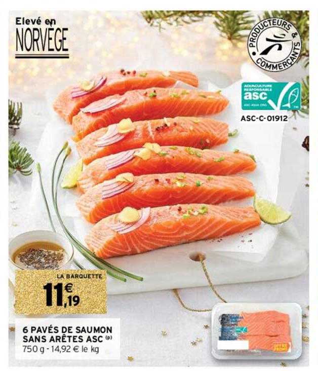 6 pavés de saumon sans arêtes asc