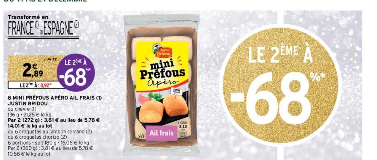 8 mini préfous apéro ail frais justin bridou
