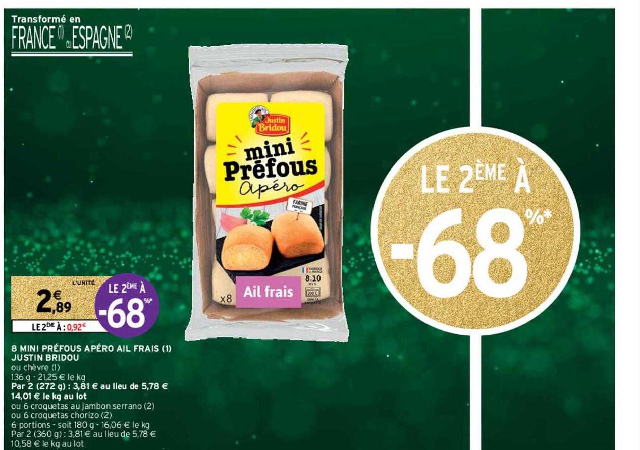 8 Mini Préfous Apéro Ail Frais Justin Bridou