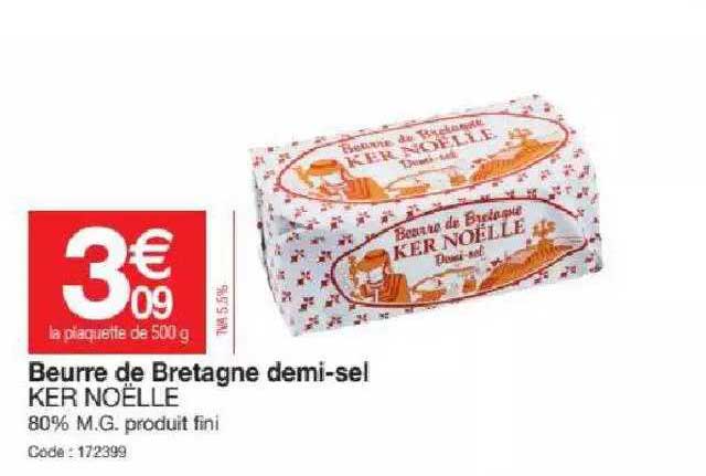 beurre de bretagne demi-sel ker noëlle