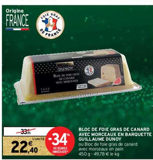 bloc de foie gras de canard avec morceaux en barquette guillaume dunoy