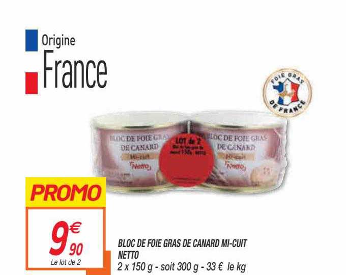 bloc de foie gras de canard mi-cuit netto