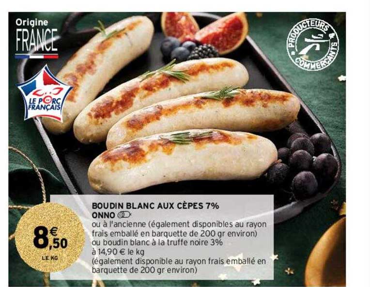 Boudin Blanc Aux Cèpes 7% Onno