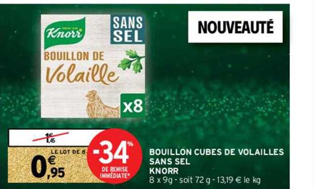 Bouillon Cubes De Volailles Sans Sel Knorr