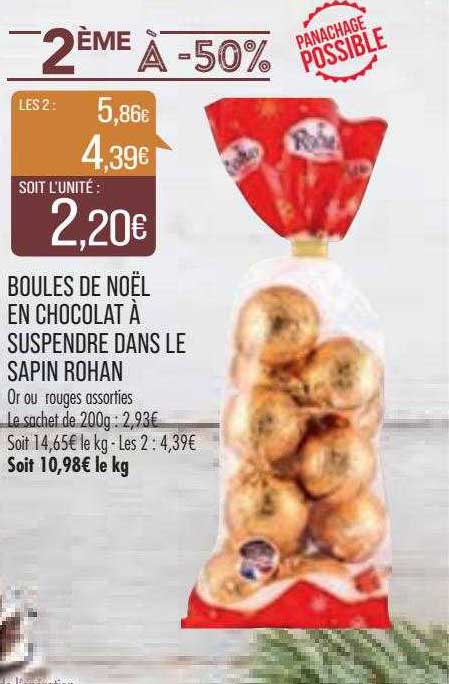 boules de noël en chocolat à suspendre dans le sapin rohan