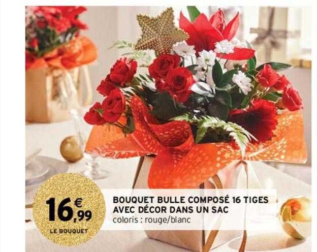 bouquet bulle composé 16 tiges avec décor dans un sac