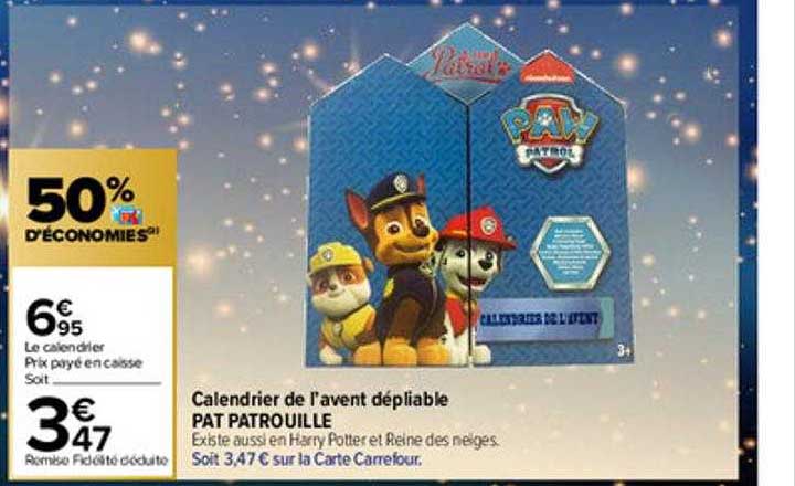 calendrier de l'avent dépliable pat patrouille