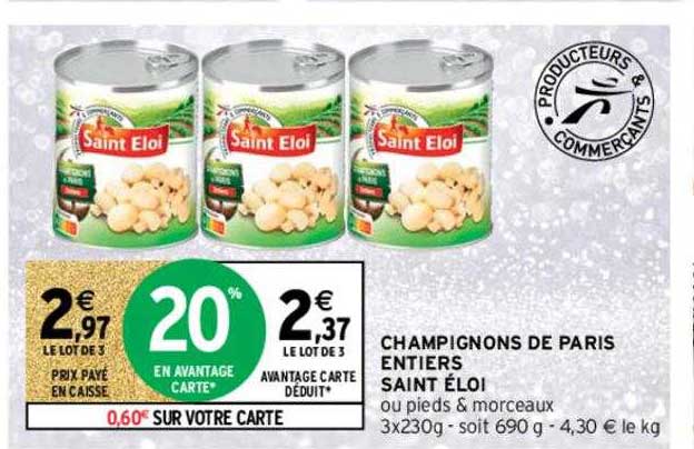 champignons de paris entiers saint éloi