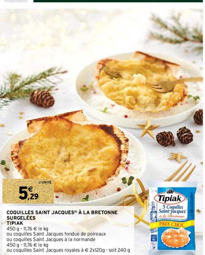 coquilles saint jacques à la bretonne surgelées tipiak
