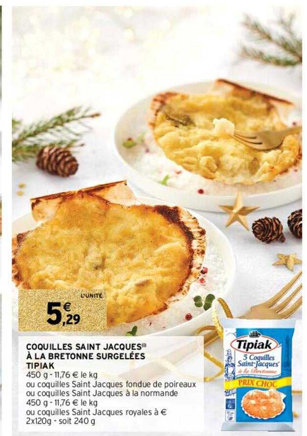 coquilles saint jacques à la bretonne surgelées tipiak