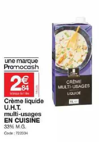 crème liquide u.h.t. multi-usages en cuisine