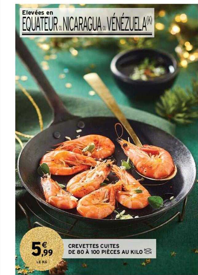 crevettes cuites de 80 à 100 pièces au kilo