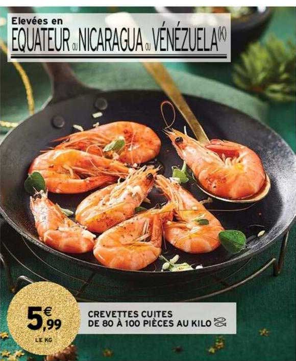 crevettes cuites de 80 à 100 pièces au kilo