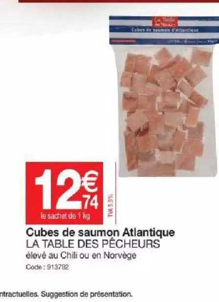 cubes de saumon atlantique la table des pêcheurs