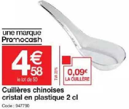 cuillères chinoises cristal en plastique 2 cl