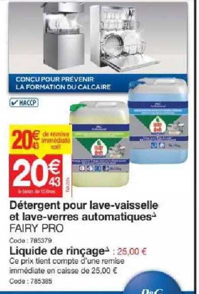 détergent pour lave-vaisselle et lave-verres automatiques fairy pro