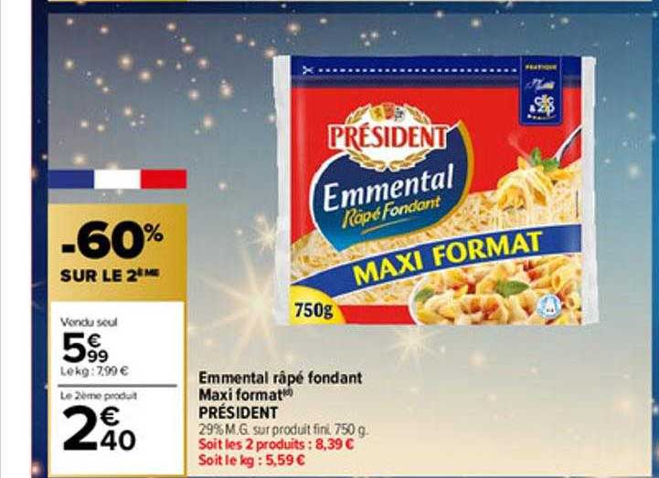 emmental râpé fondant maxi format président