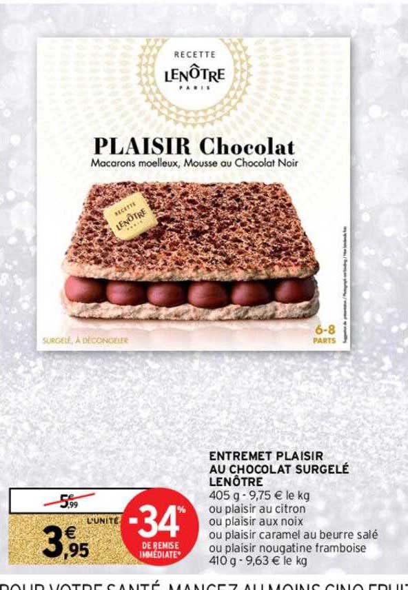 entremet plaisir au chocolat surgelé lenôtre